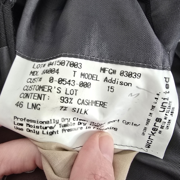 Hickey Freeman Addison Dark Gray Cashmere Silk Sport Coat 46L Careerwear Office - Picture 12 of 15